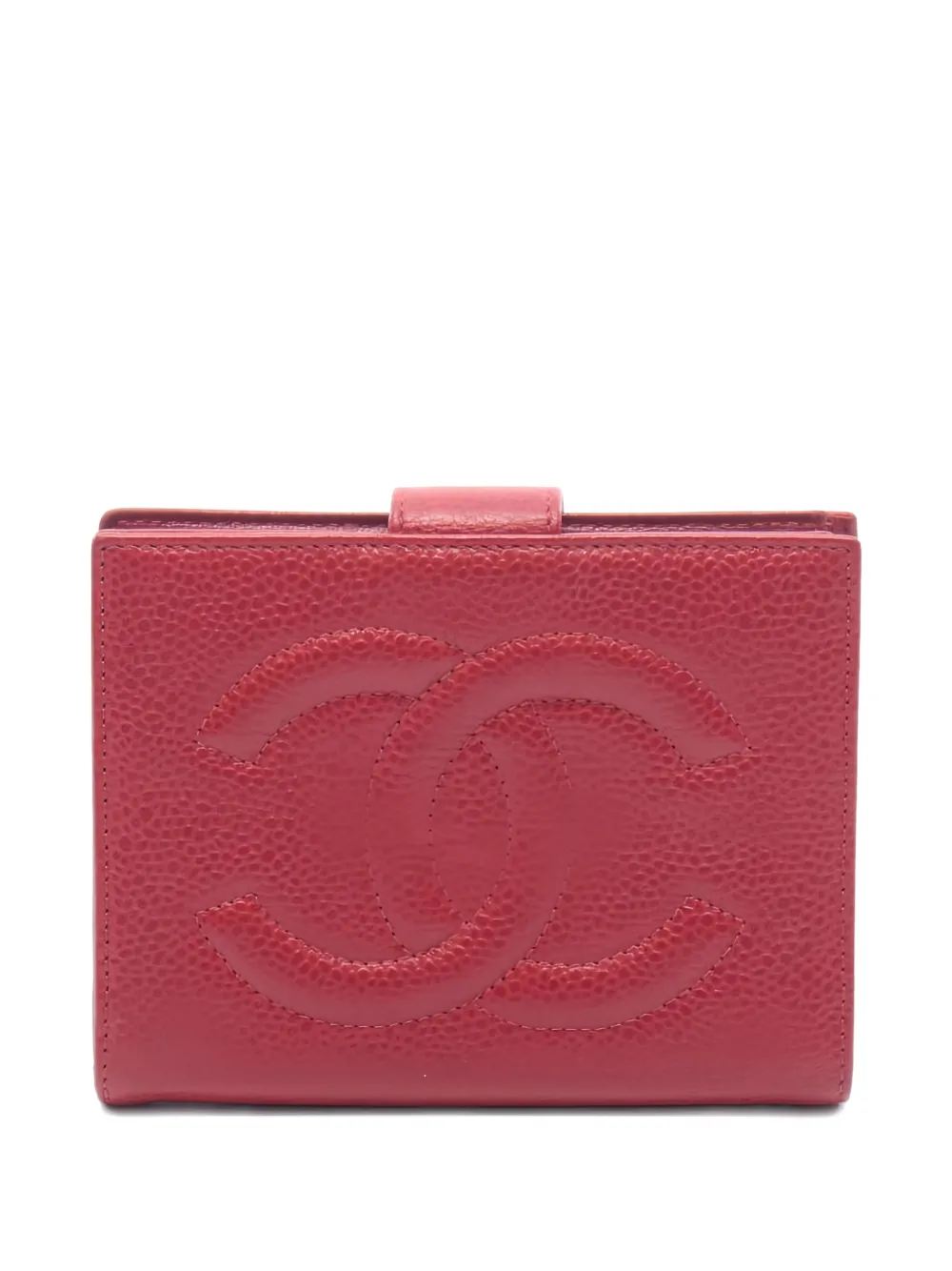 CHANEL Pre-Owned 1996-1997s Coco Mark bi-fold caviar skin wallet - Rosso
