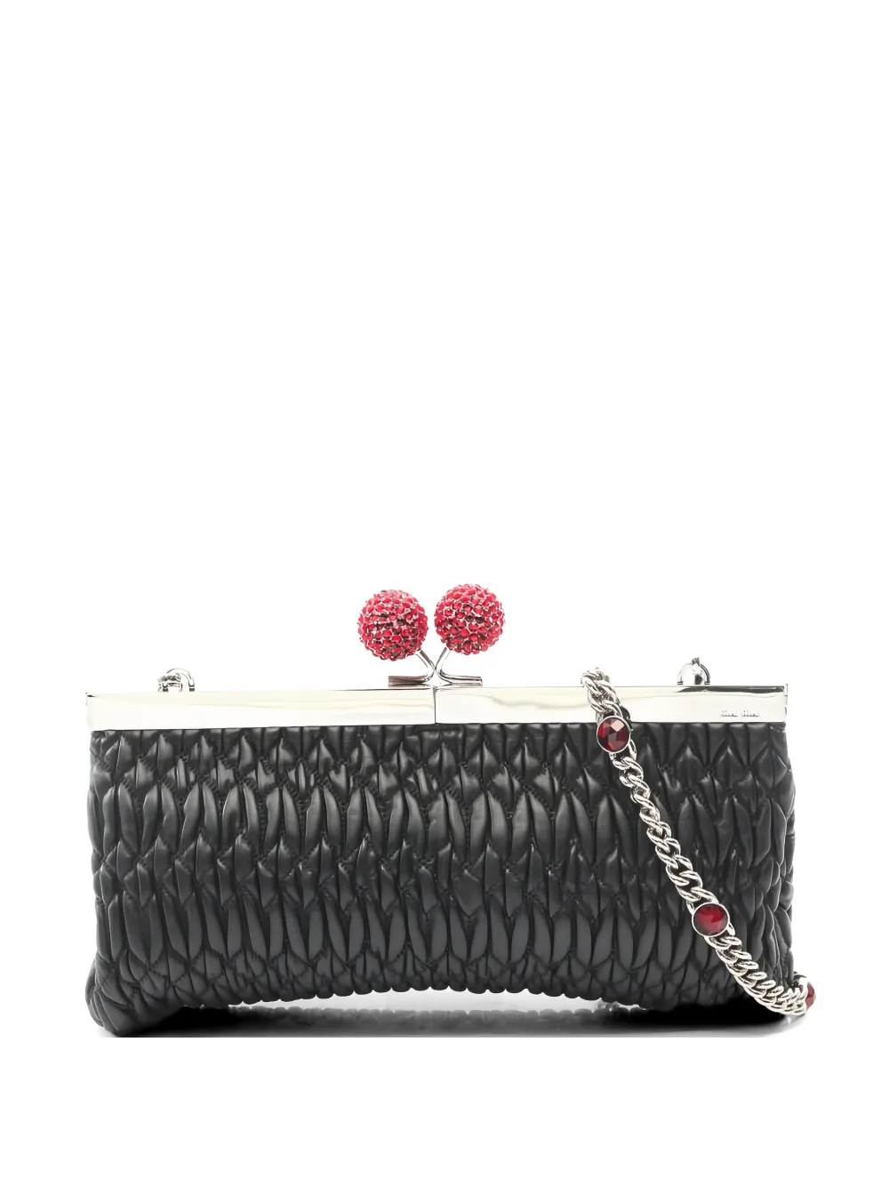 Miu Miu Pre-Owned 2010s Matelasse chain leather clutch bag - Nero