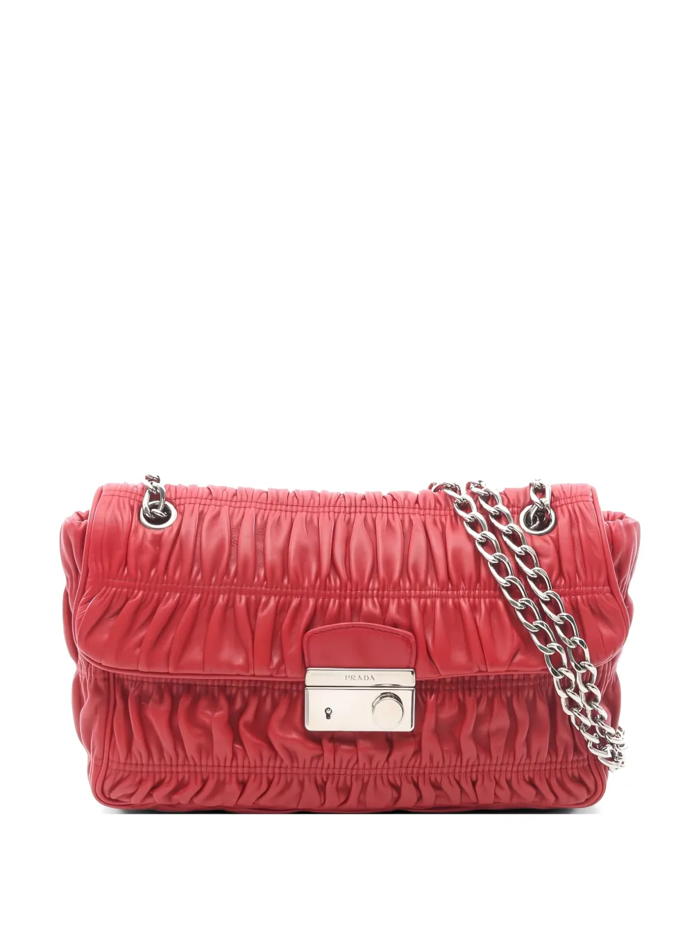 Prada Pre-Owned 2010s Gaufre chain-strap leather shoulder bag - Rosso