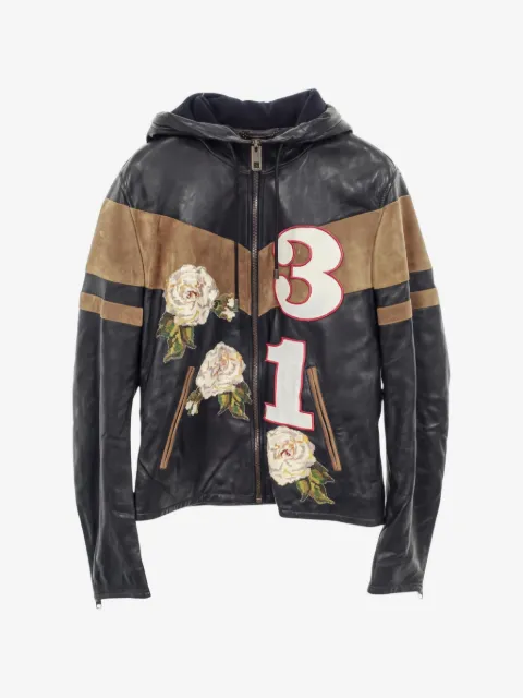 Dolce & Gabbana Pre-Owned chamarra de piel bordada