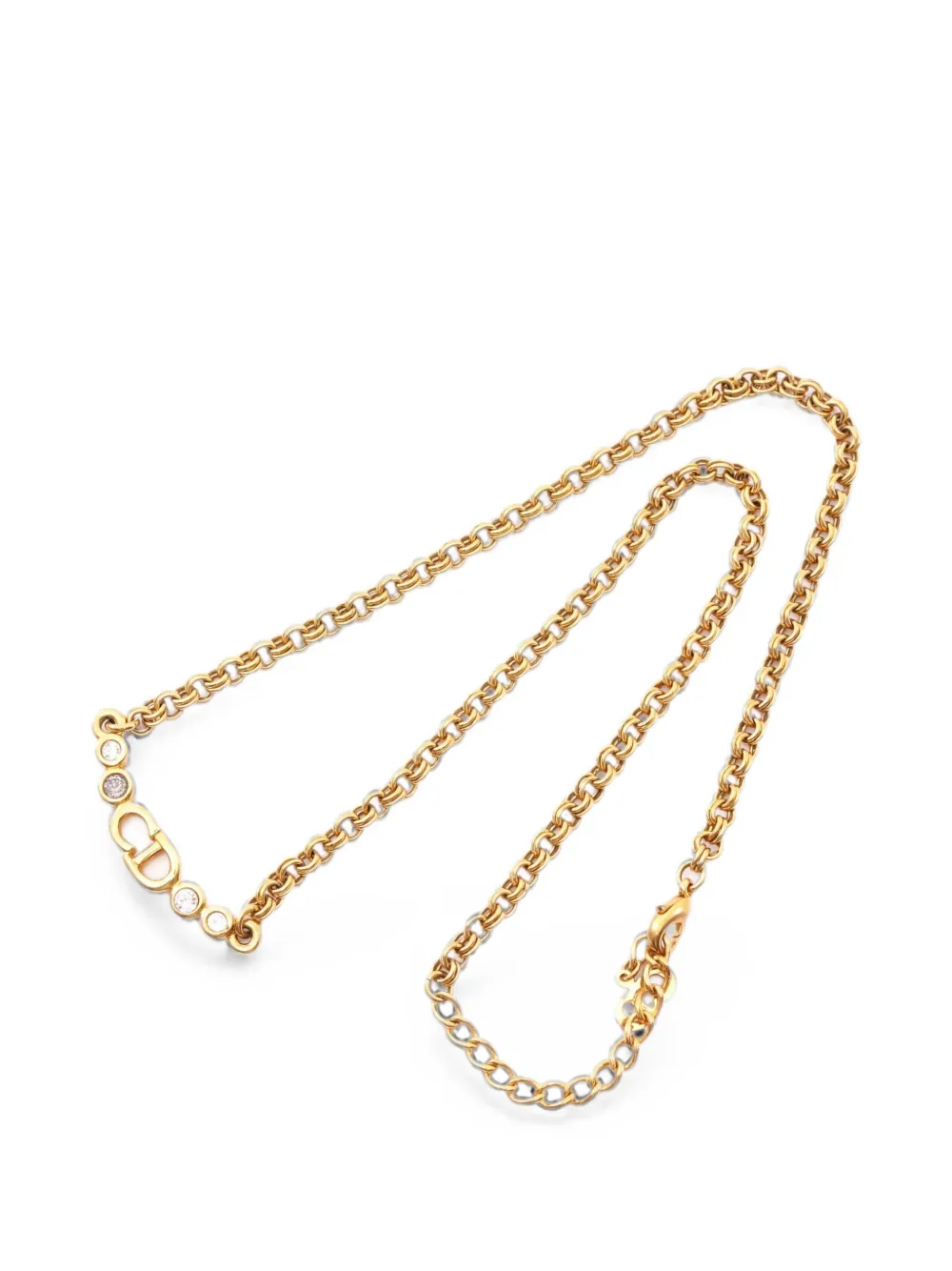 Christian Dior Pre-Owned 2000s CD-logo rhinestone necklace - Oro