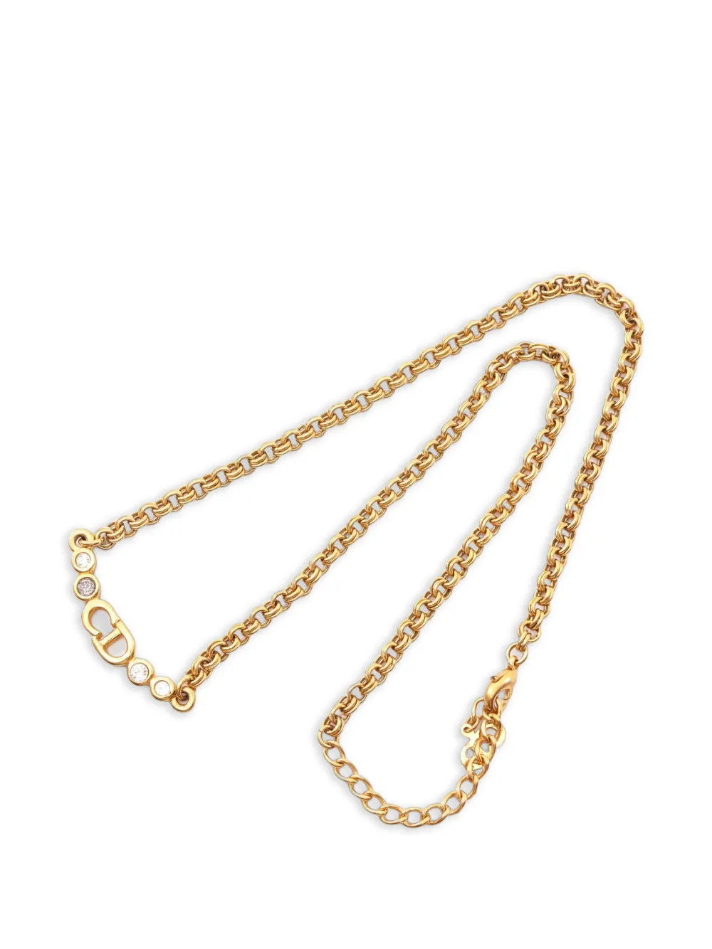 Christian Dior Pre-Owned 2000s CD-logo rhinestone necklace - Oro