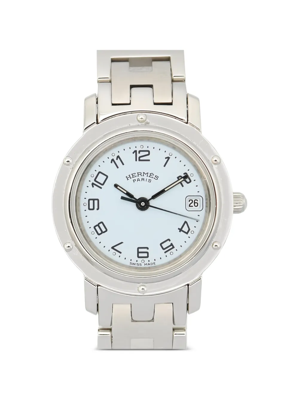 Pre-owned Hermes 2010s 24mm Clipper Watch In Silver