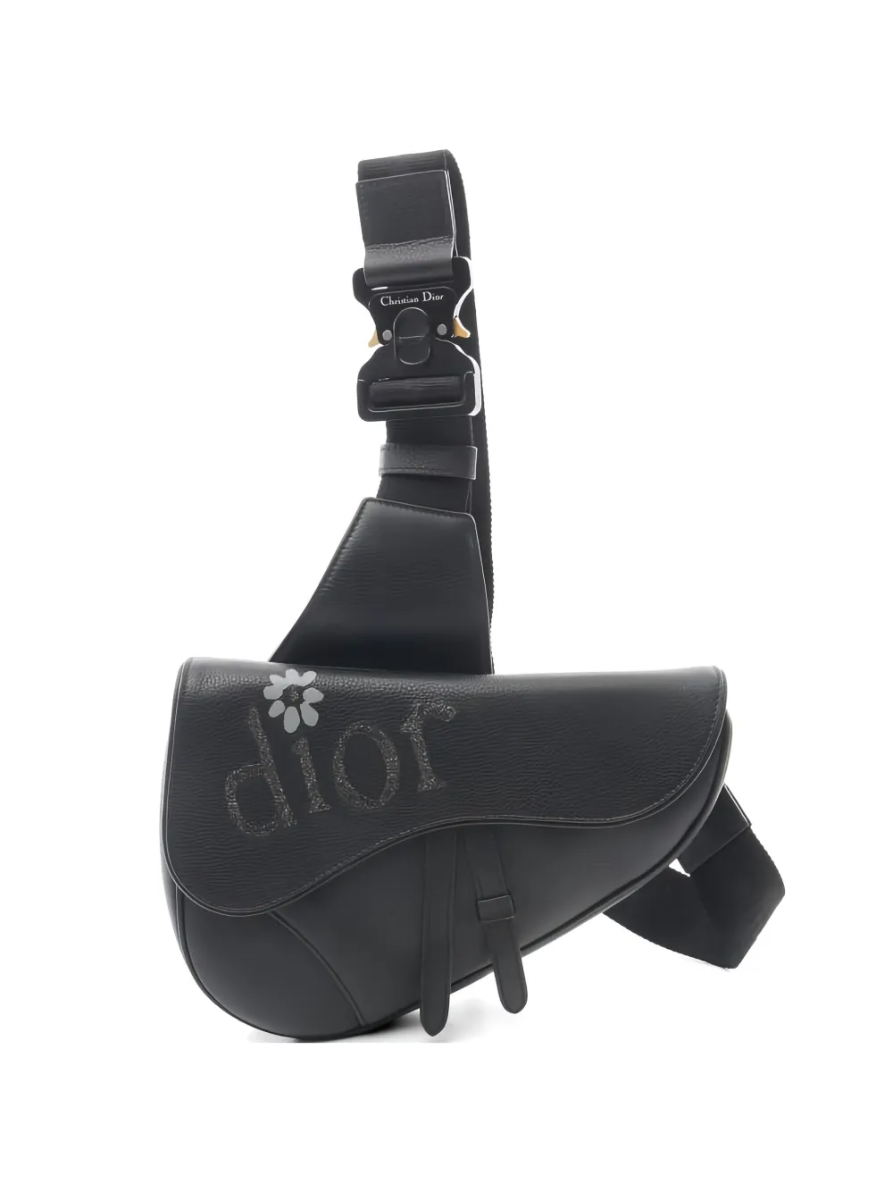 Christian Dior Pre-Owned x ERL 2010s leather Saddle bag - Black