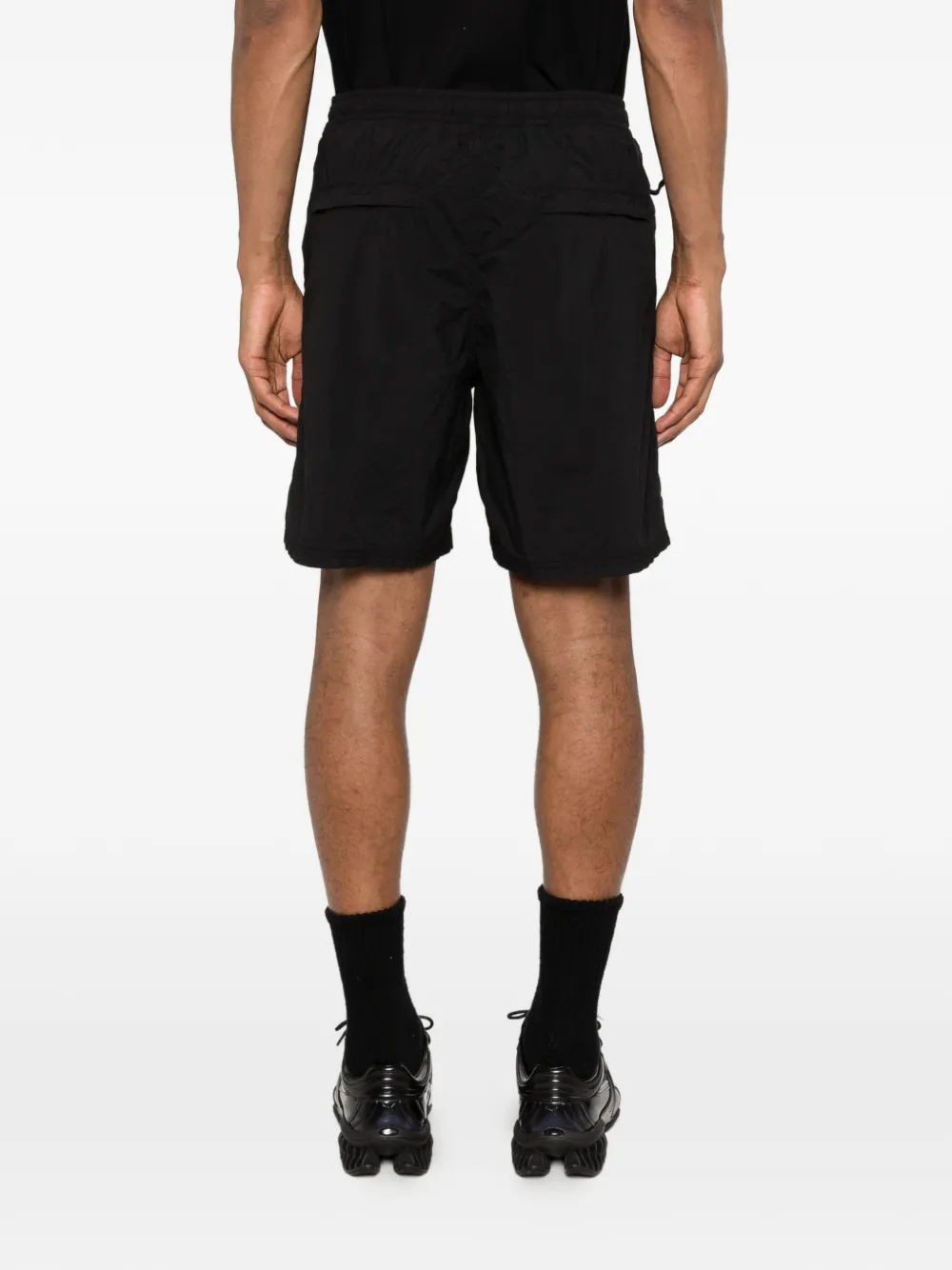 Stone Island Smerigliato_S. Shorts met trekkoord en logo-patch Zwart