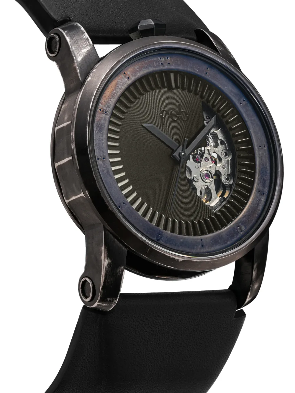  Fob Paris Leather Torch 41mm Watch - Black 
