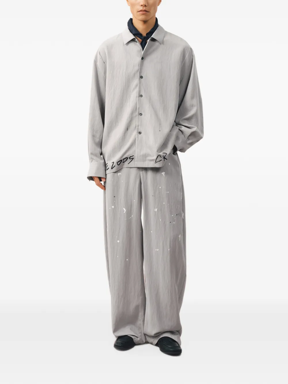 CROQUIS Splash ruimvallende broek Grijs