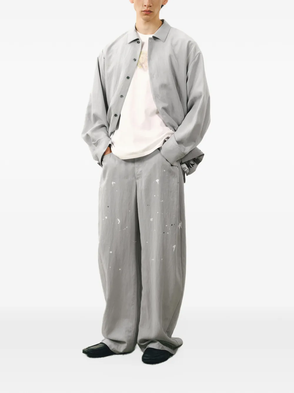 CROQUIS Splash ruimvallende broek Grijs