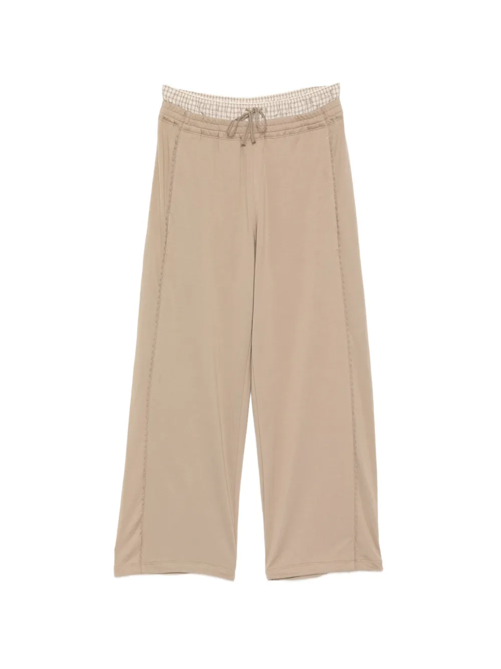 Jnby Plaid-waistband Trousers In Nude