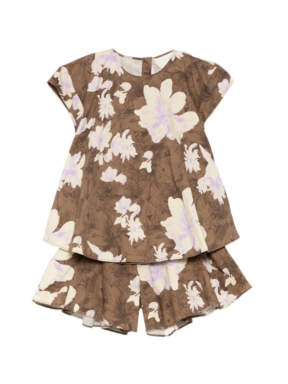 jnby by JNBY Set top e shorts a fiori - Marrone