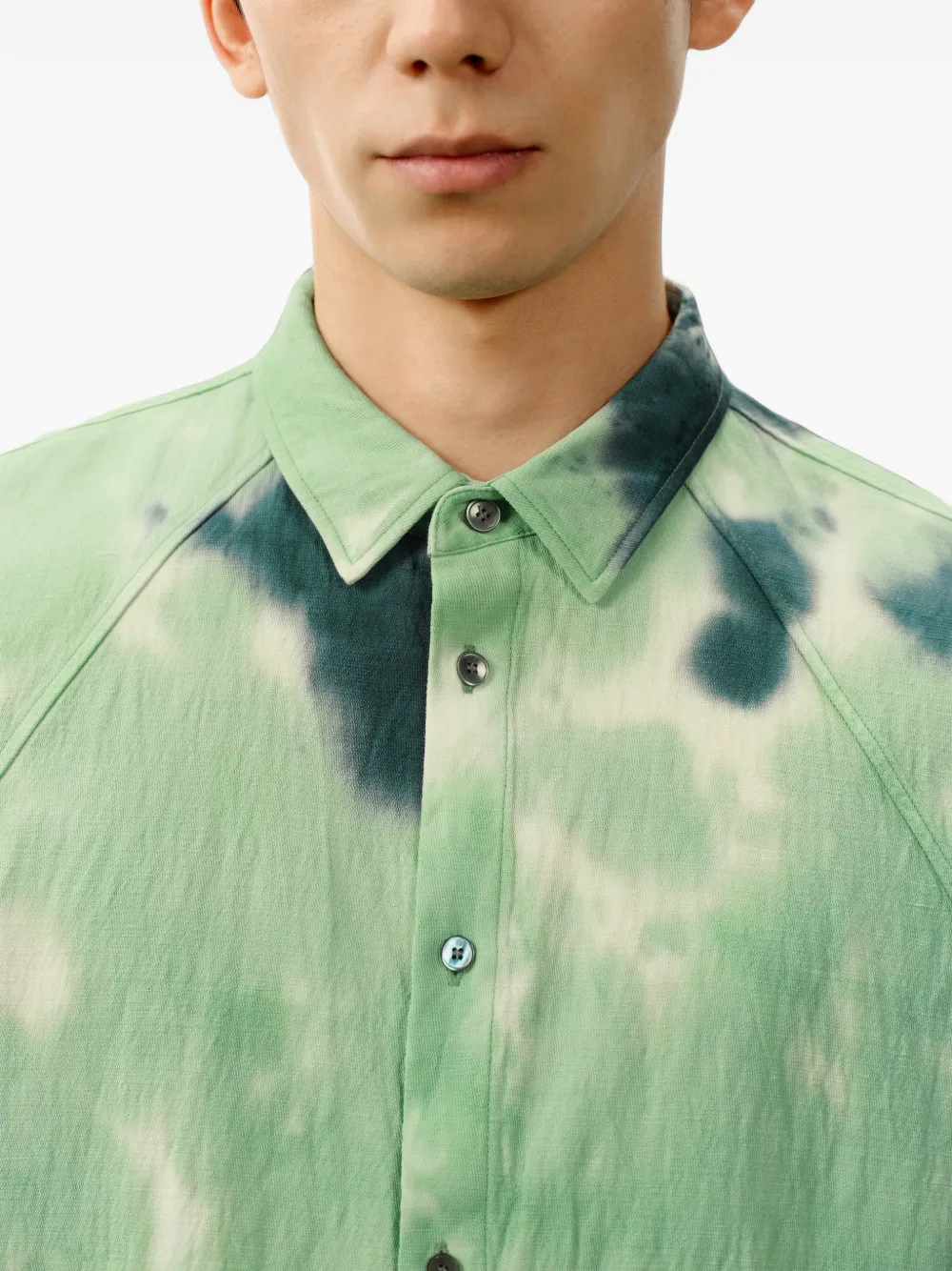 CROQUIS Overhemd met tie-dye print en korte mouwen Groen