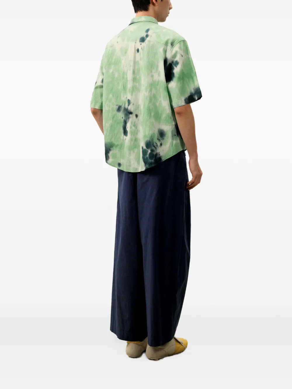 CROQUIS Overhemd met tie-dye print en korte mouwen Groen