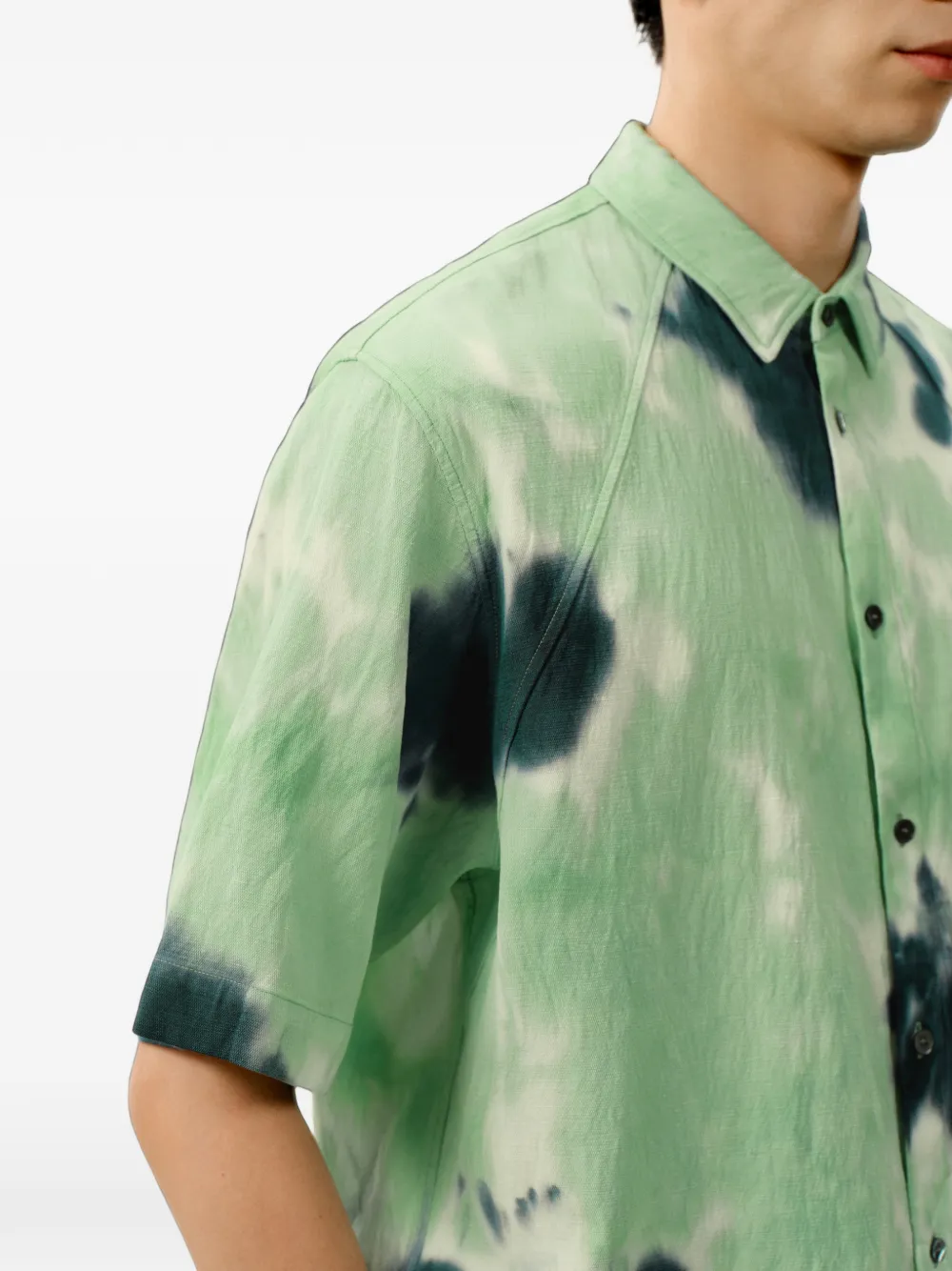 CROQUIS Overhemd met tie-dye print en korte mouwen Groen