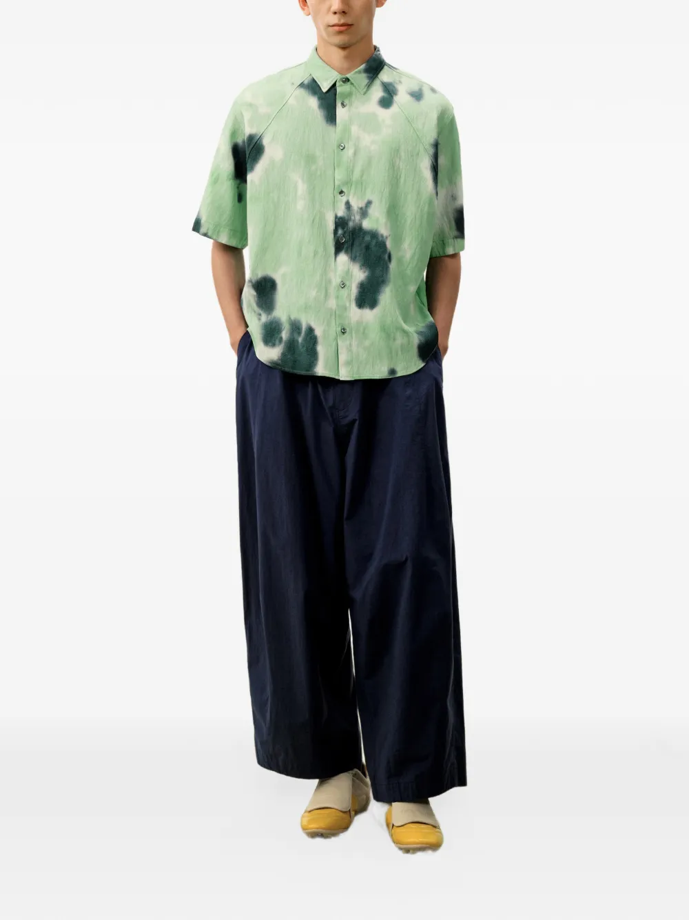 CROQUIS Overhemd met tie-dye print en korte mouwen Groen