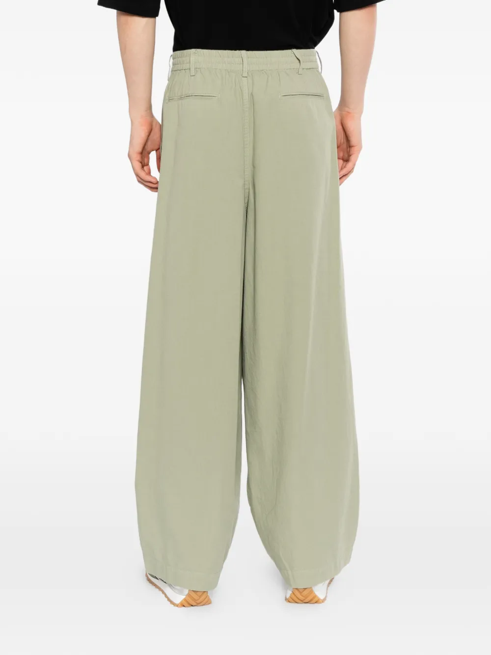 CROQUIS Broek met elastische tailleband en wijde pijpen Groen