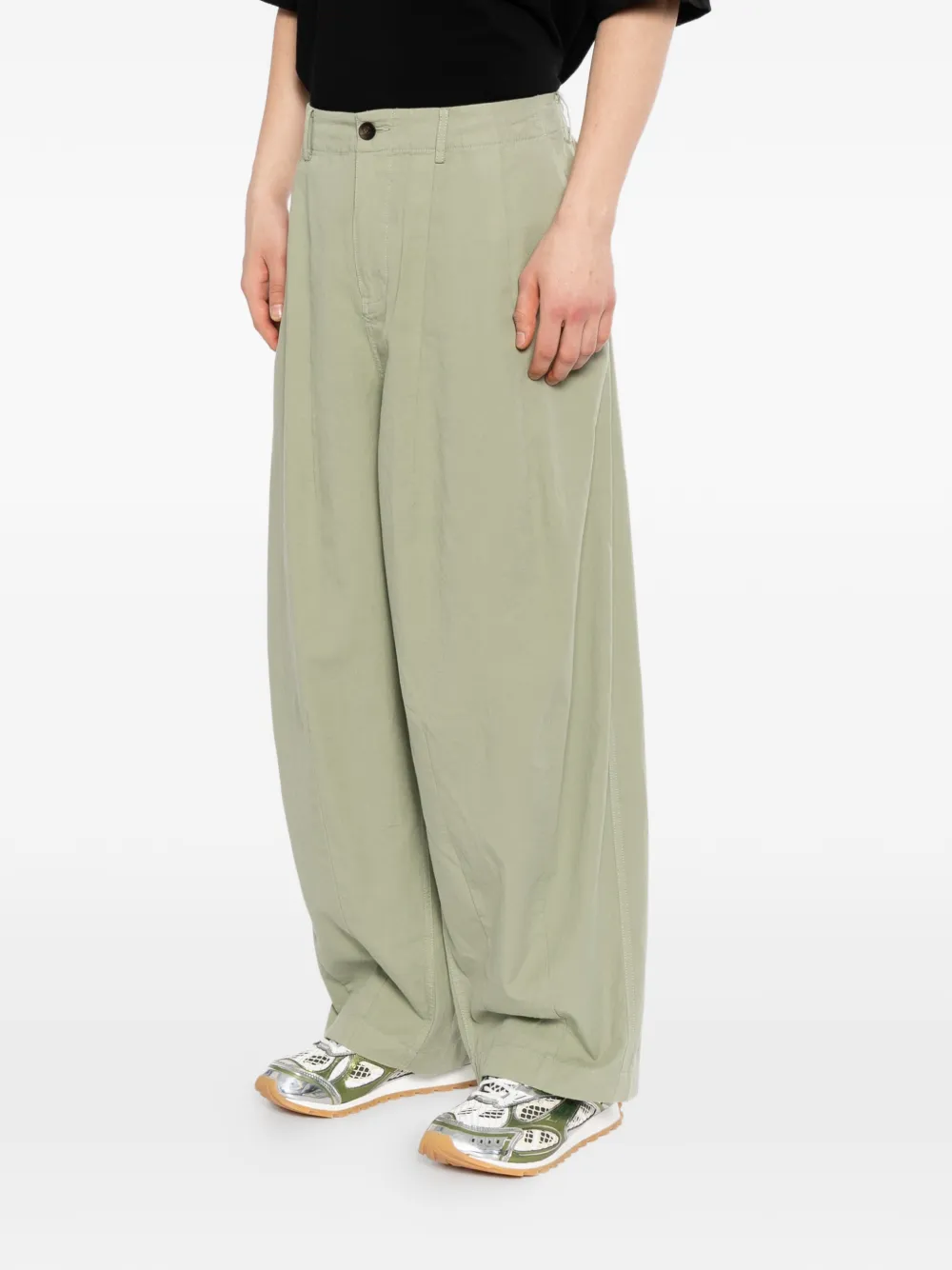 CROQUIS Broek met elastische tailleband en wijde pijpen Groen