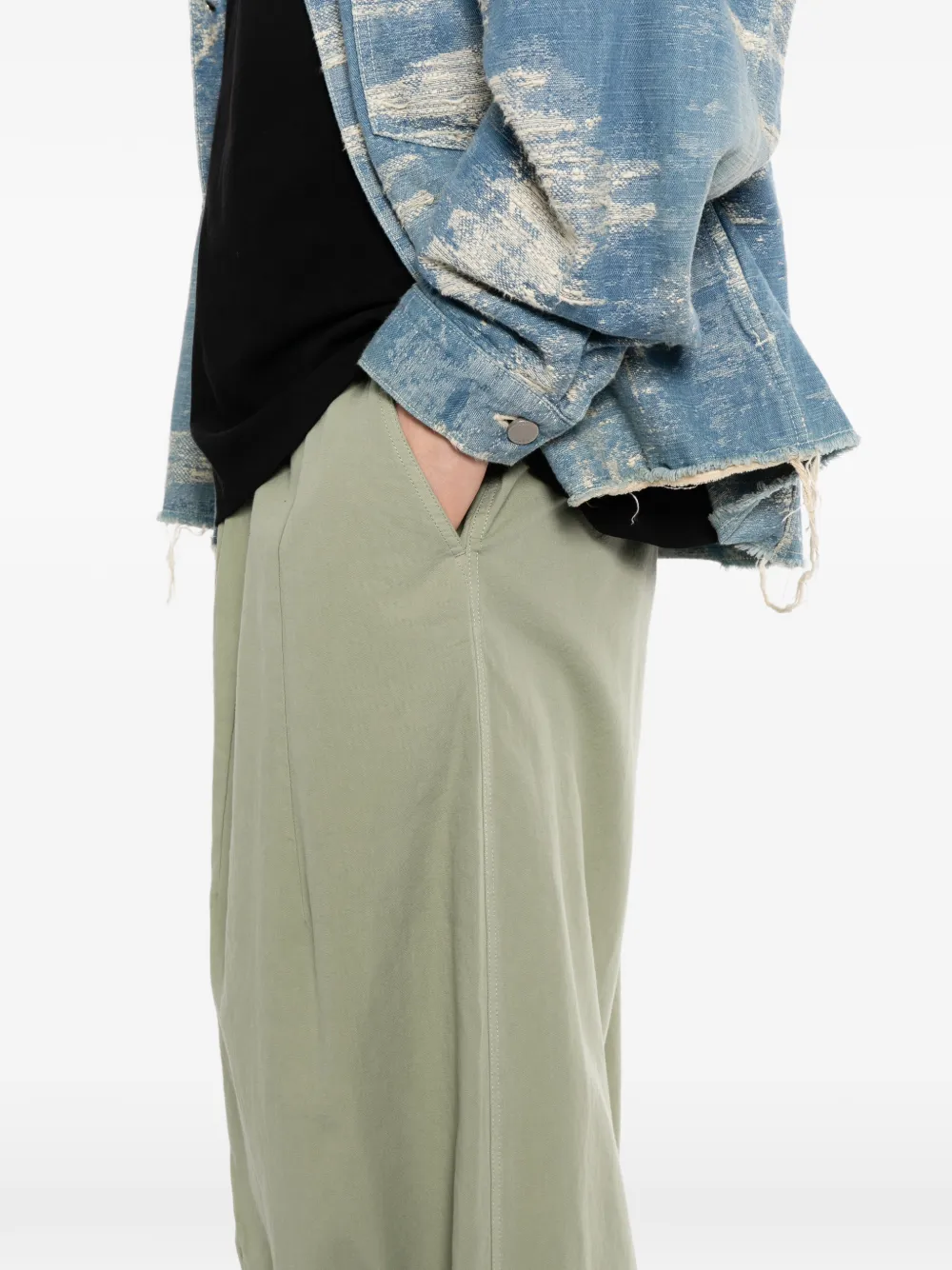 CROQUIS Broek met elastische tailleband en wijde pijpen Groen