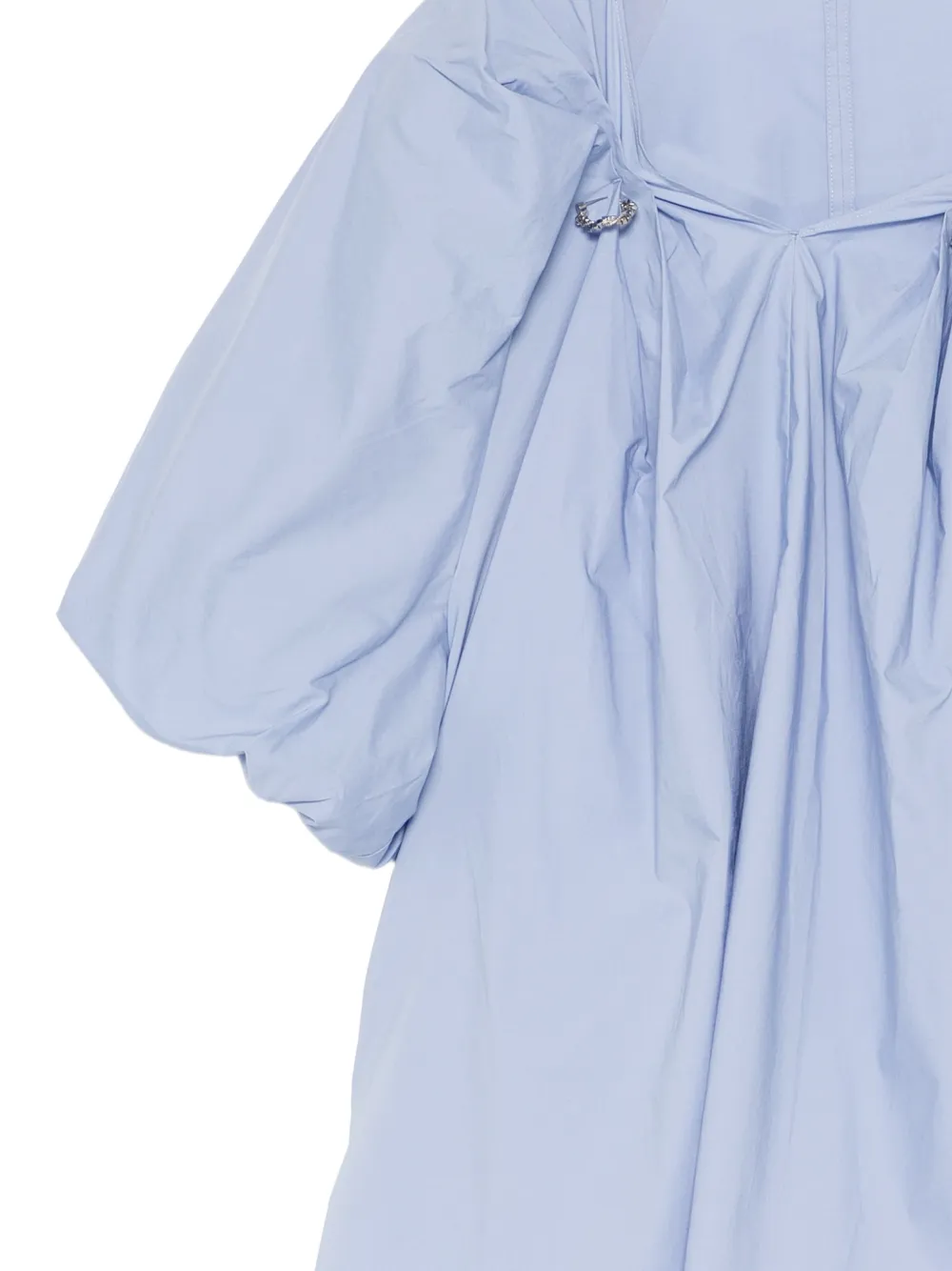 JNBY Metalen geplooide blouse met V-hals Blauw