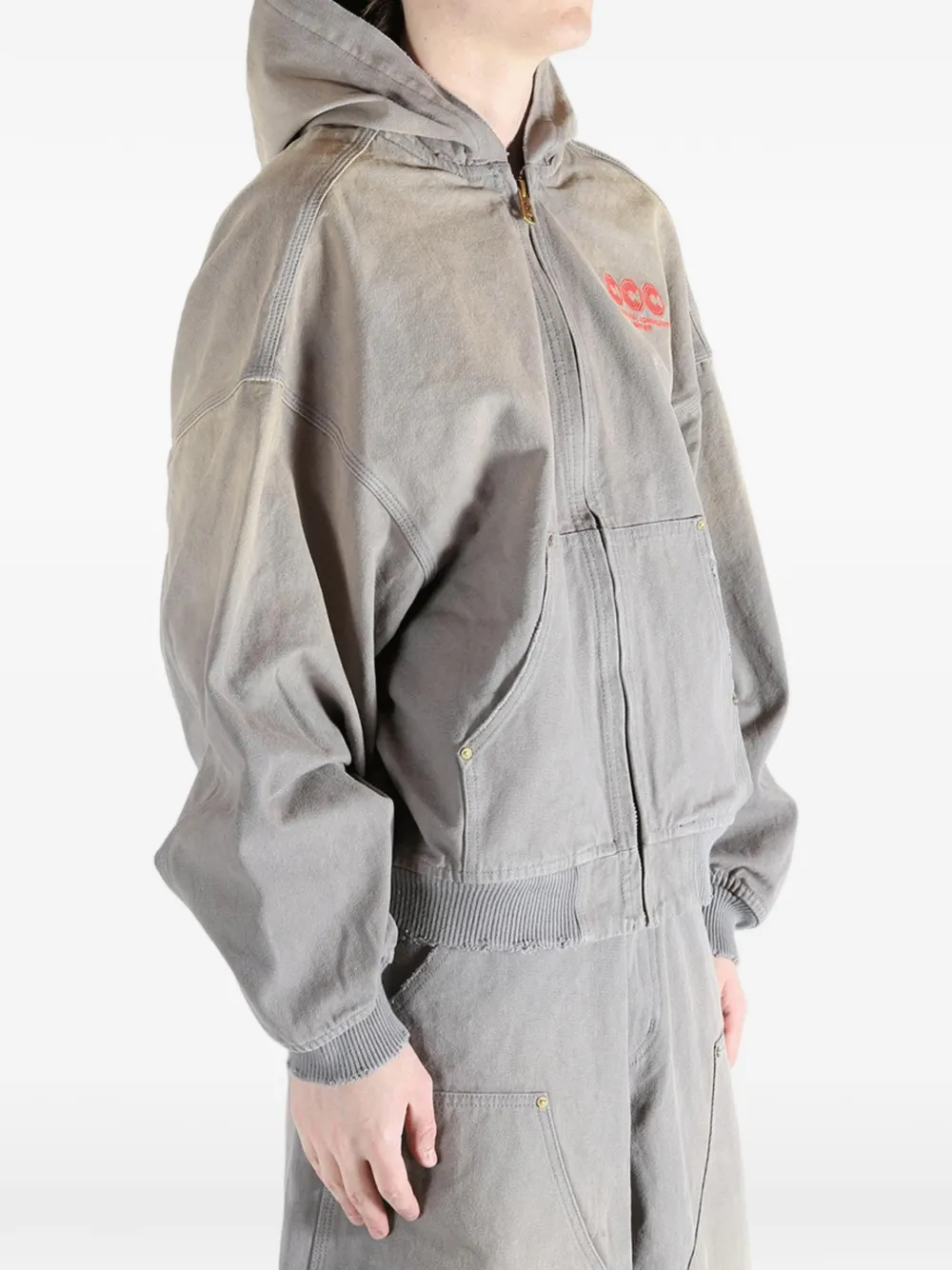 Willy Chavarria Hoodie met rits Grijs