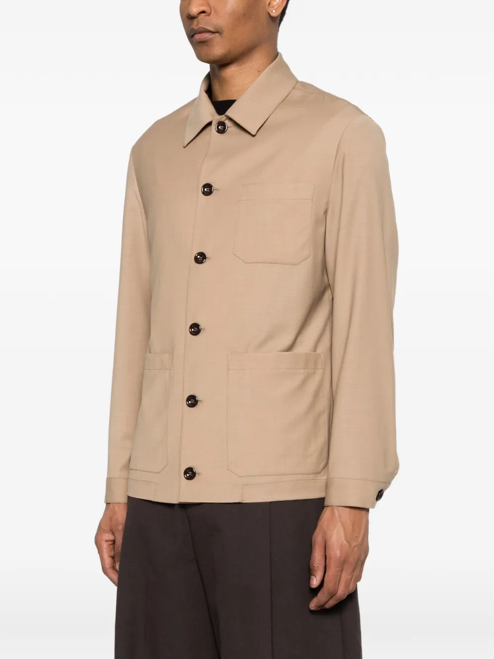  New York Resident Patch-pocket Button Shirt - Neutrals 
