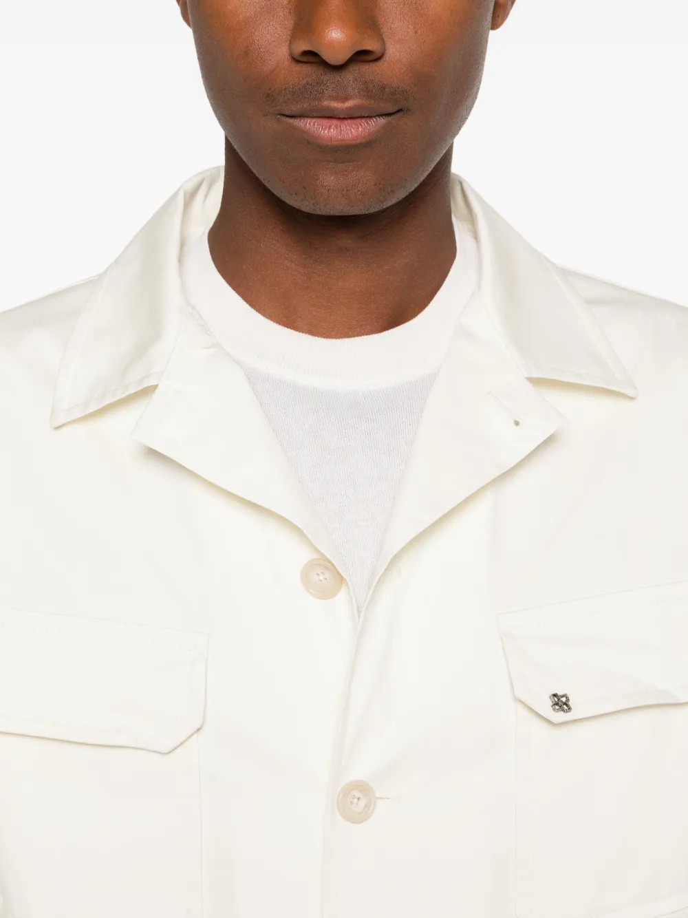 Tagliatore Button-up shirtjack met zakdetail Beige