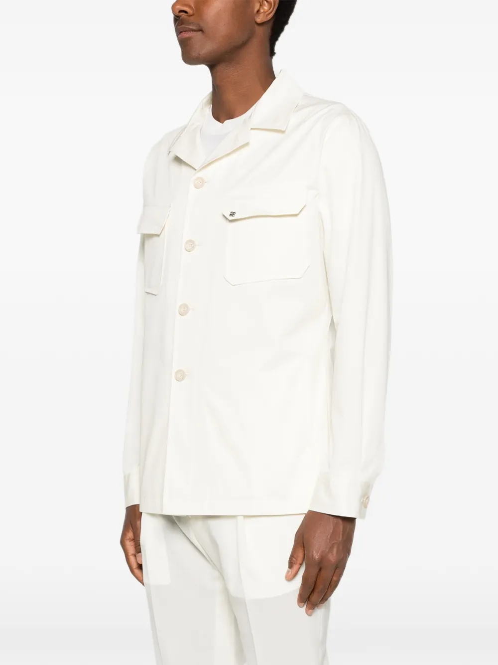 Tagliatore Button-up shirtjack met zakdetail Beige