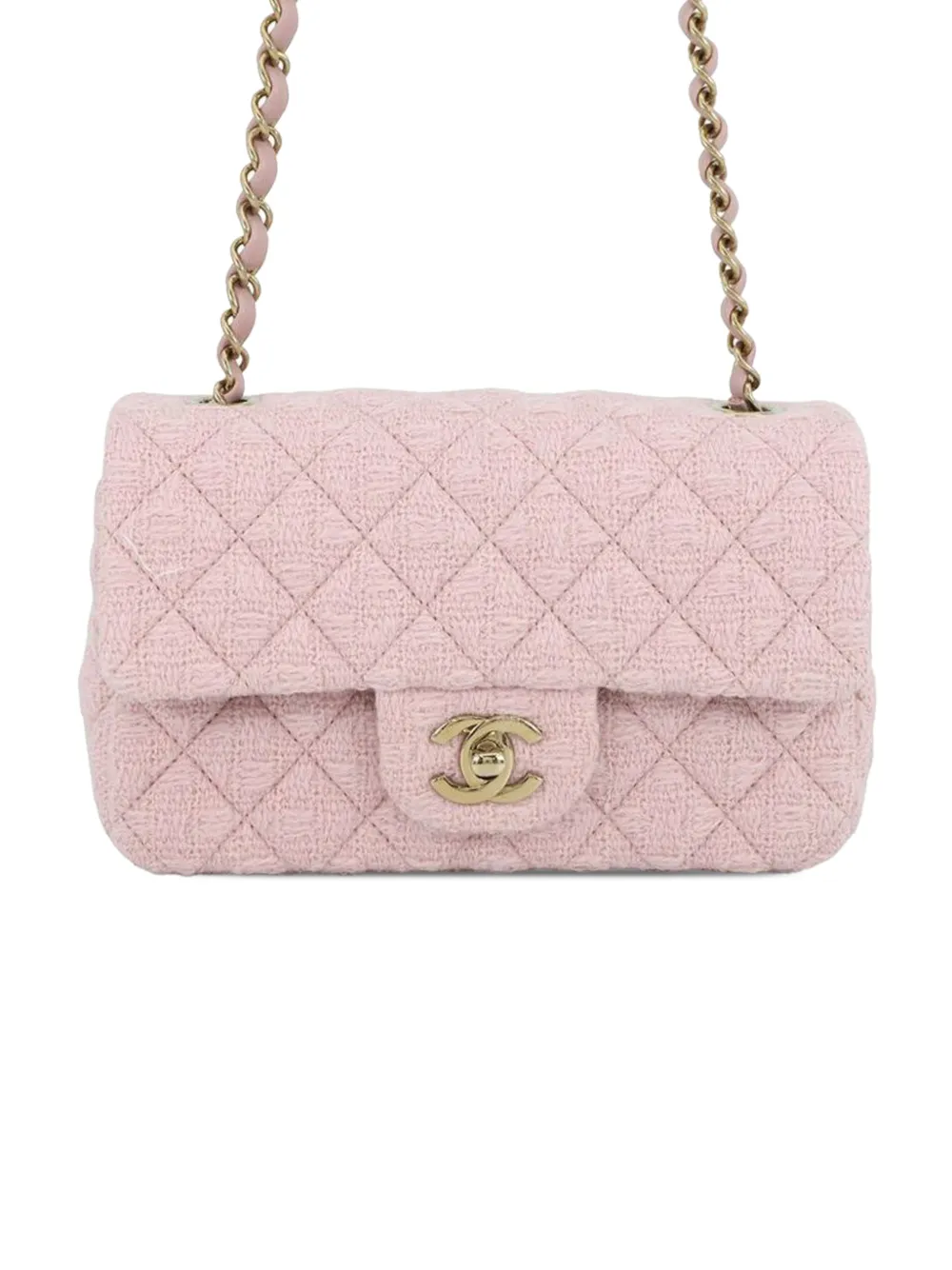 CHANEL Pre-Owned 2021 Mini Classic Rectangular Tweed Single Flap crossbody bag - Rosa