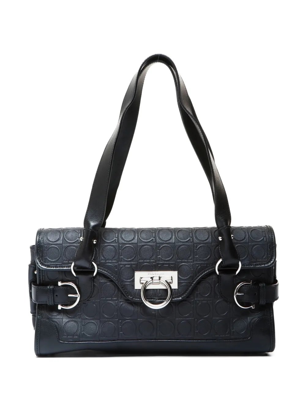 Ferragamo Pre-Owned 2000s Gancini-pattern shoulder bag - Nero