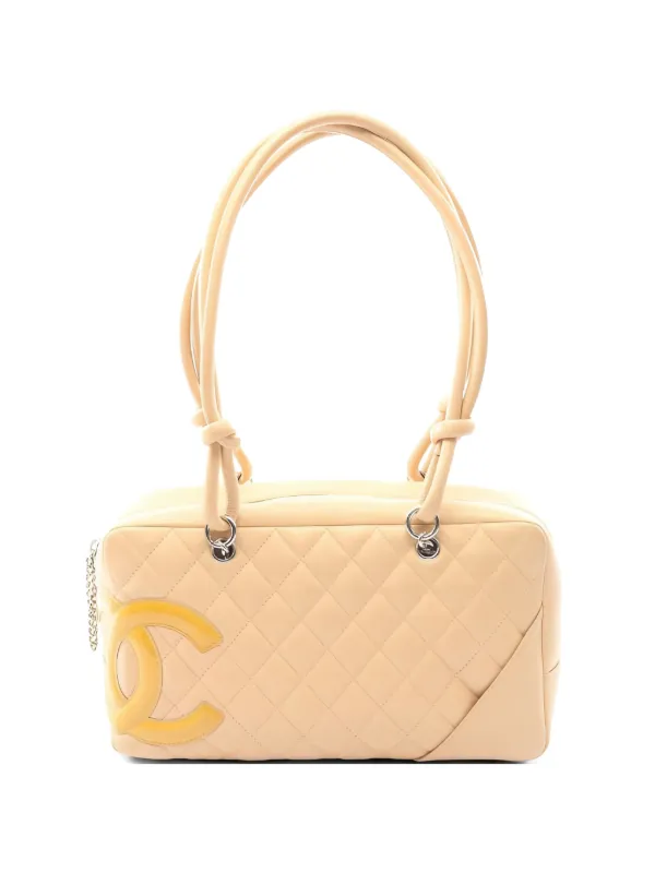 Chanel Pre-owned 2005-2006s Ligne Cambon Leather Bowling Bag in Neutrals