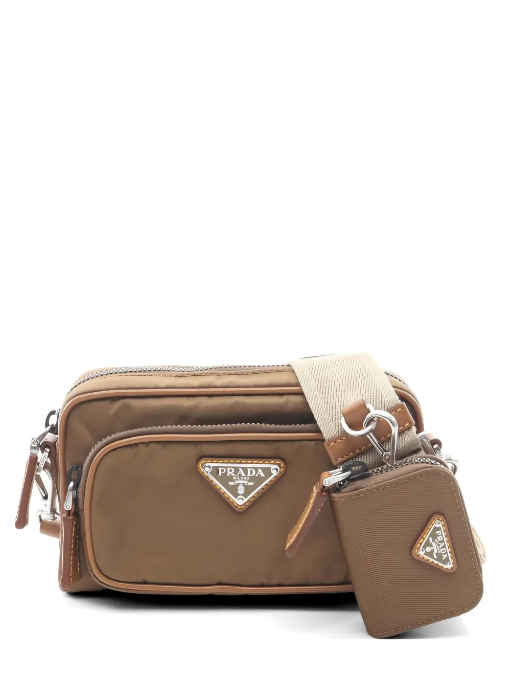 Prada Pre-Owned 2010s triangle-logo shoulder bag - Marrone