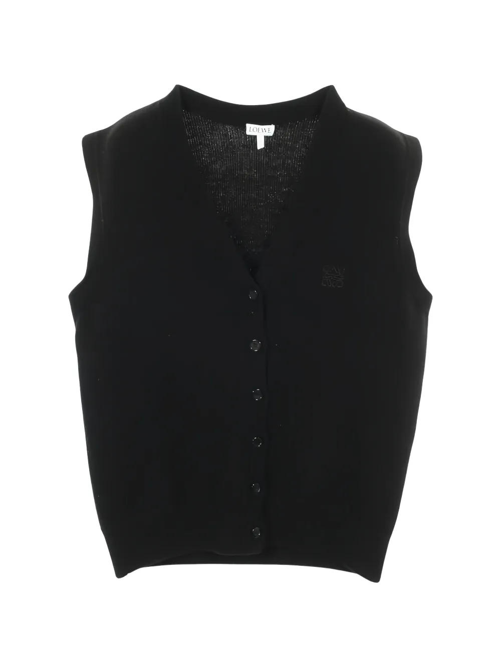 Pre-owned Loewe Anagram Knit Vest Wool Black