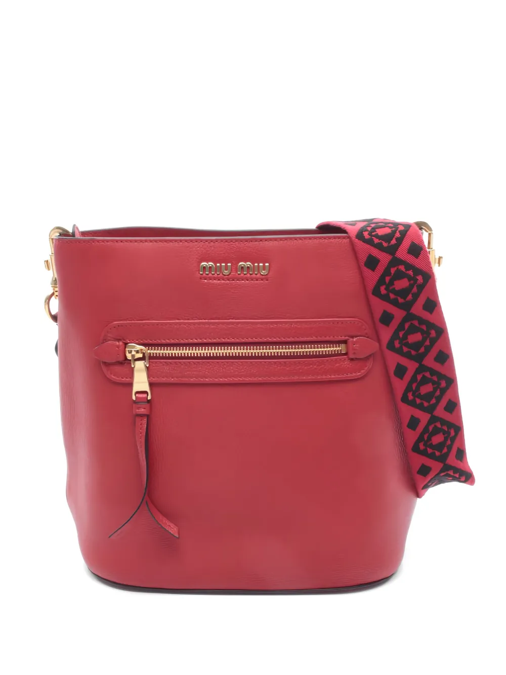 Miu Miu Pre-Owned 2010s Madras leather shoulder bag - Rosso