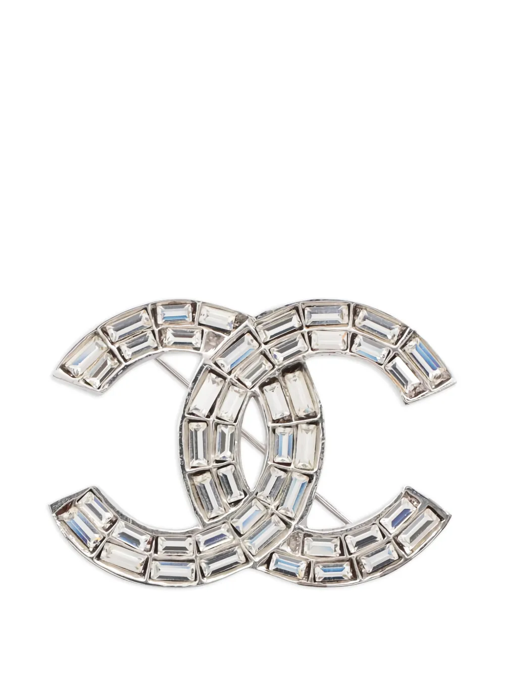CHANEL Pre-Owned 1986-1988 Coco mark rhinestone brooch – Silver