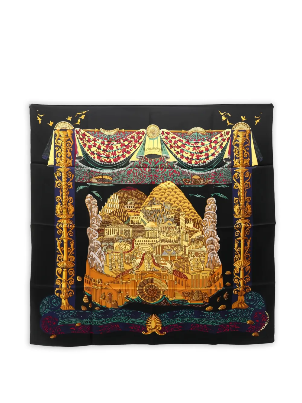 Hermès Pre-Owned 2000s L'Atlantide printed silk scarf - Schwarz