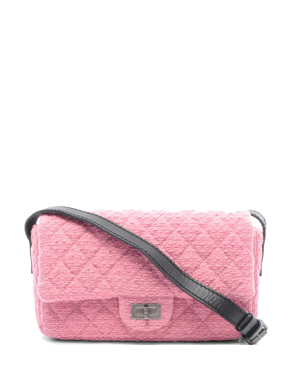 CHANEL Pre-Owned 2009-2010s 2.55 tweed lambskin shoulder bag - Rosa