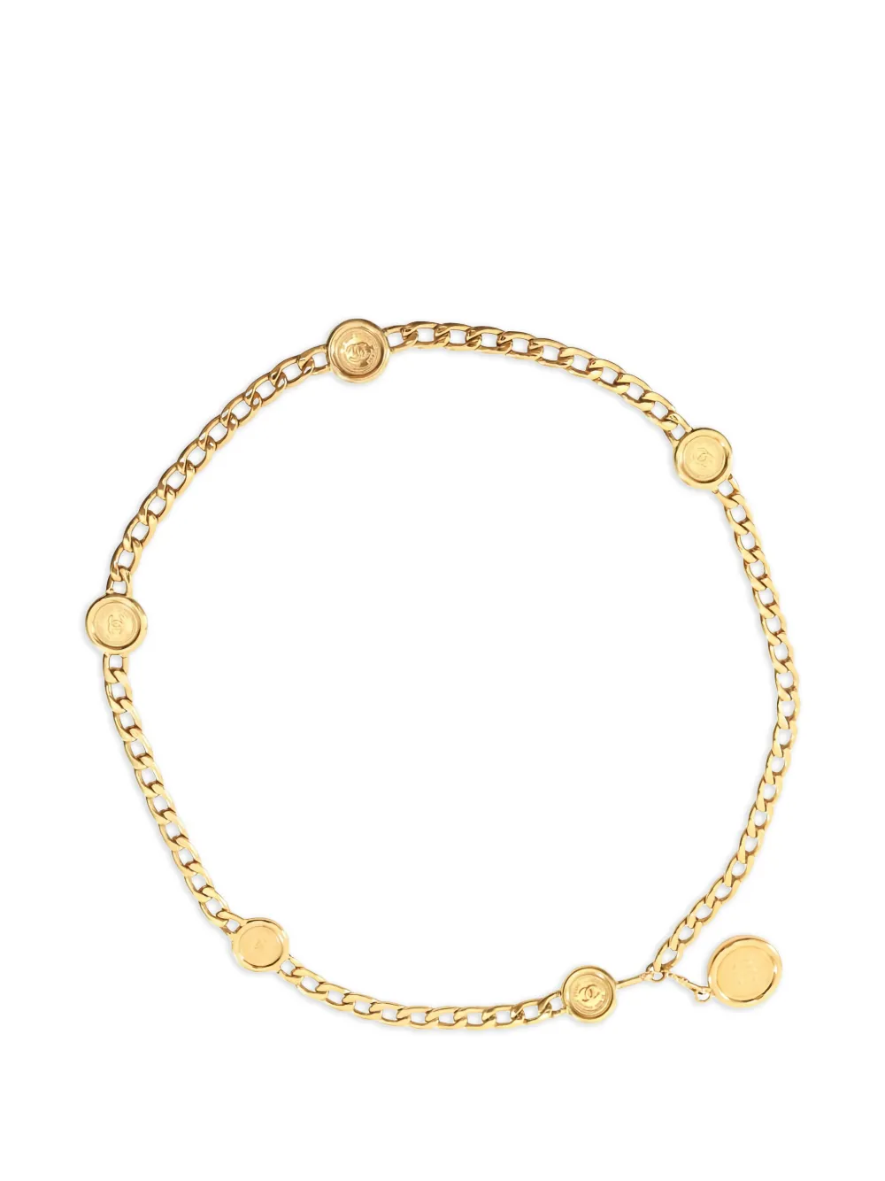 CHANEL Pre-Owned 1986-1988 logo-medallion chain belt - Oro
