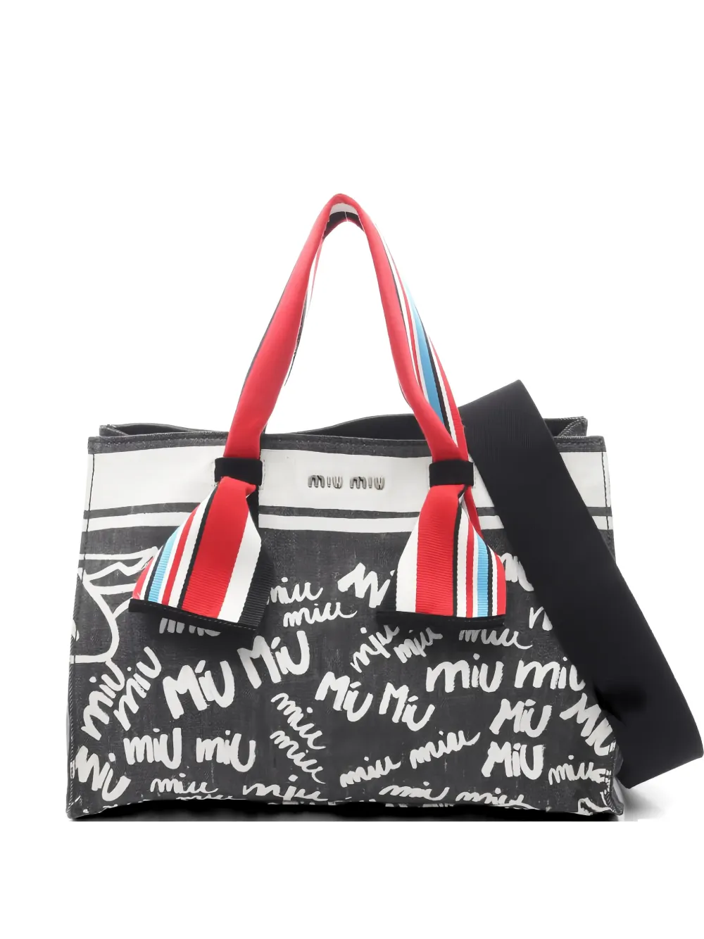 Miu Miu Pre-Owned 2010s logo-plaque tote bag - Nero