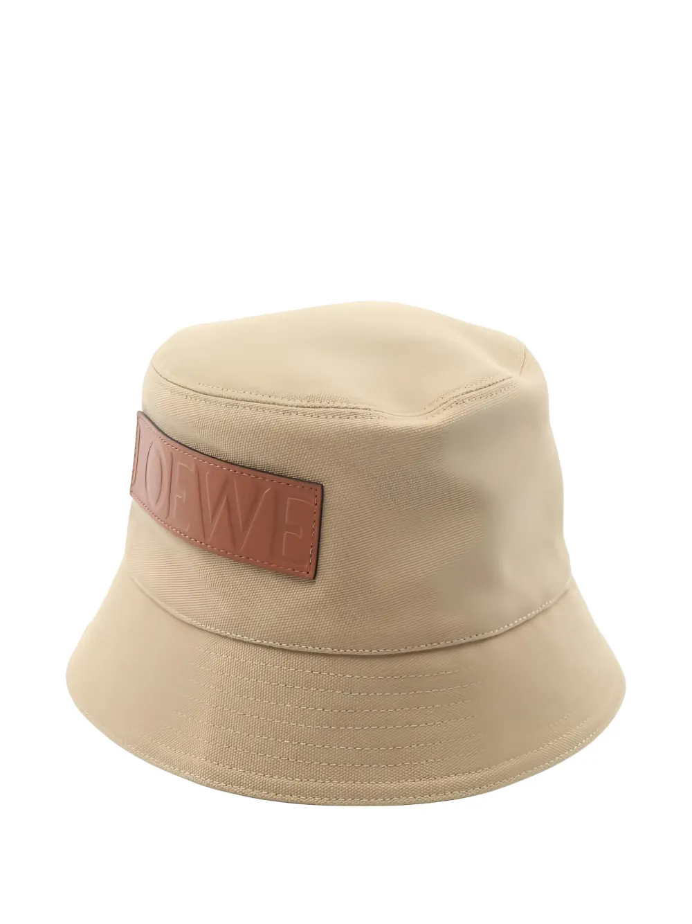 Pre-owned Loewe 2000s Logo-patch Cotton Bucket Hat In Neutral