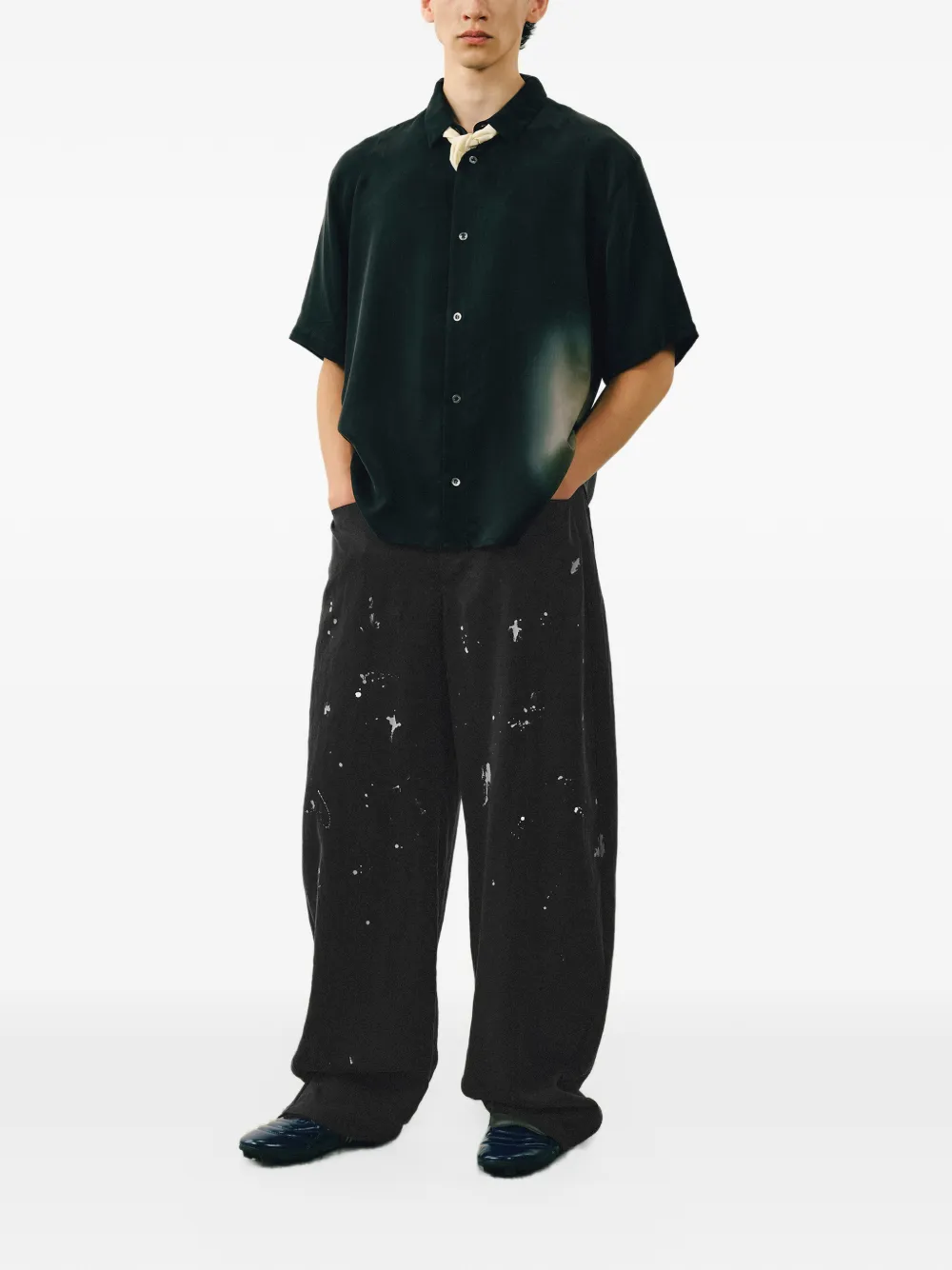 CROQUIS Artisan Splash ruimvallende broek Zwart