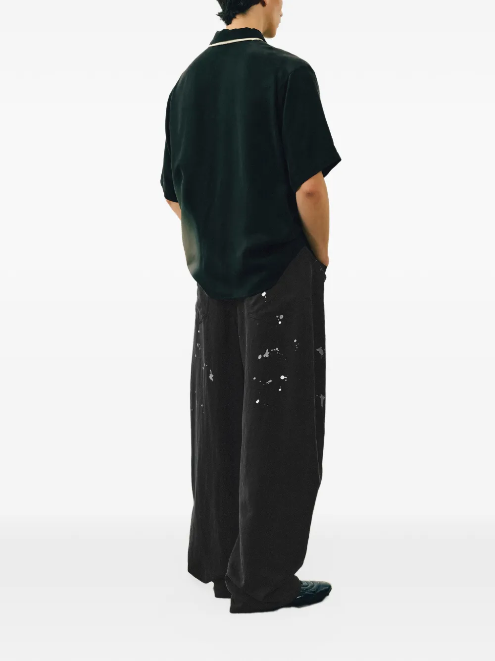 CROQUIS Artisan Splash ruimvallende broek Zwart
