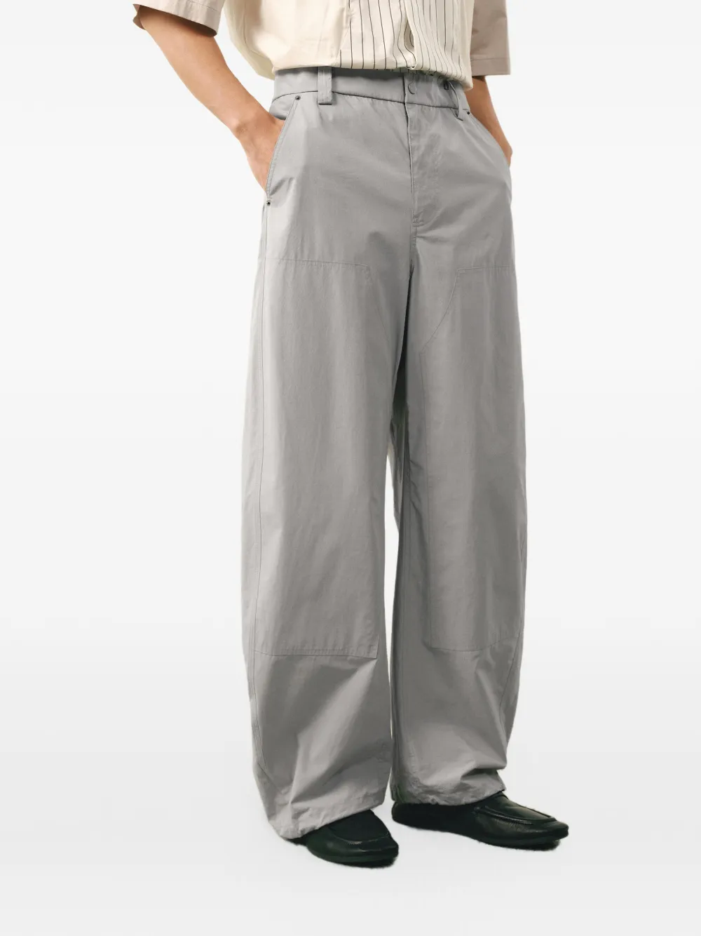 CROQUIS rivet-trim barrel trousers Grijs