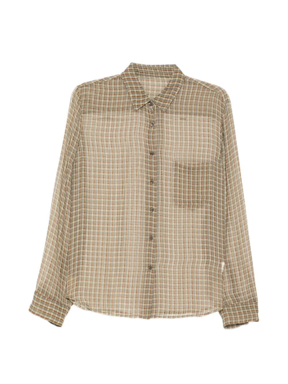 Jnby Plaid Chest Pouch Pocket Shirt In Neutral