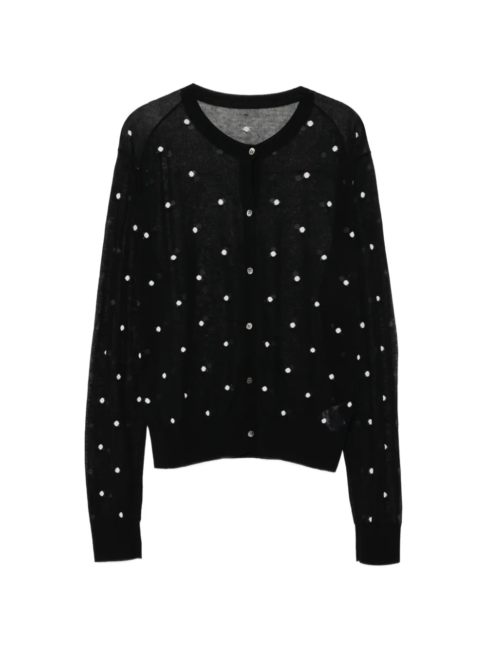Jnby Polka-dot Cardigan In Black