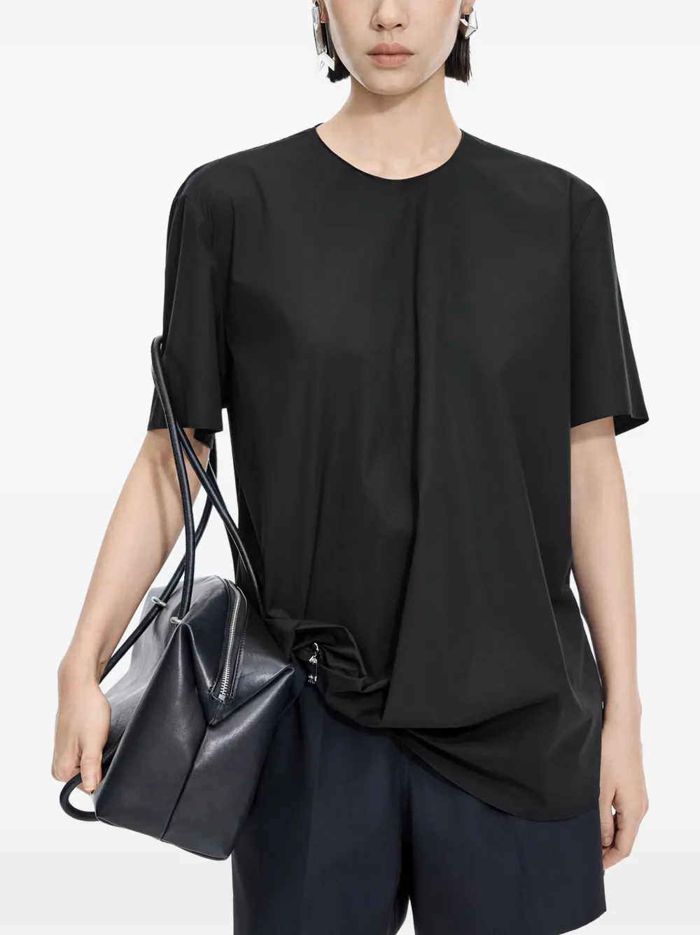 JNBY Blusa con orlo plissettato - Nero