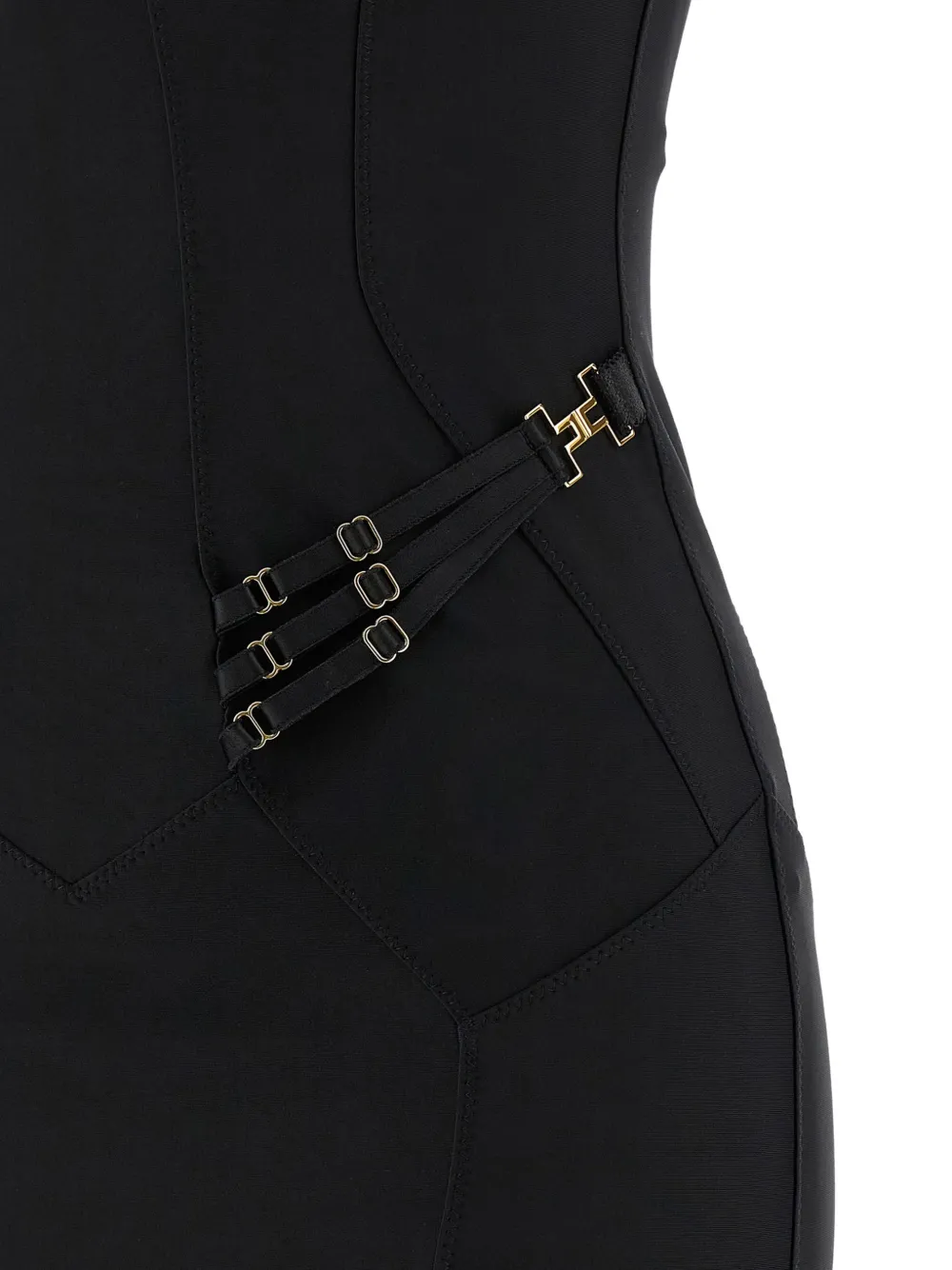 Elisabetta Franchi Midi-jurk met tulen vlakken Zwart