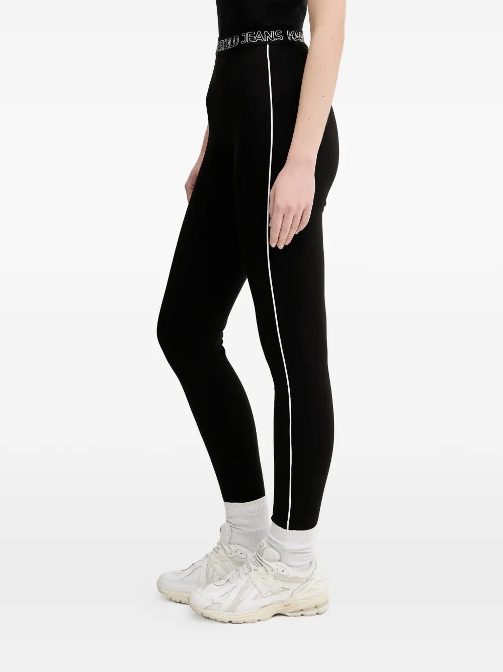 Karl Lagerfeld Jeans Legging met logoband en zijstreep Zwart