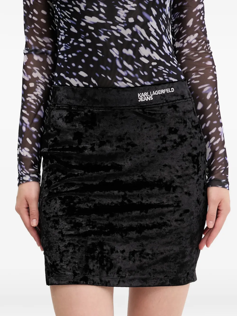 Karl Lagerfeld Jeans crushed-velvet mini skirt