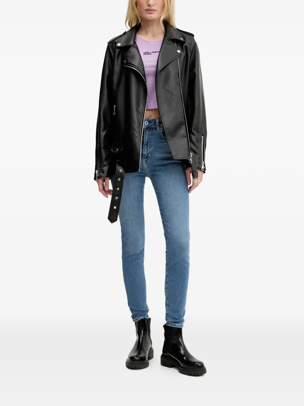 Karl Lagerfeld Jeans washed ribbed tank top Paars