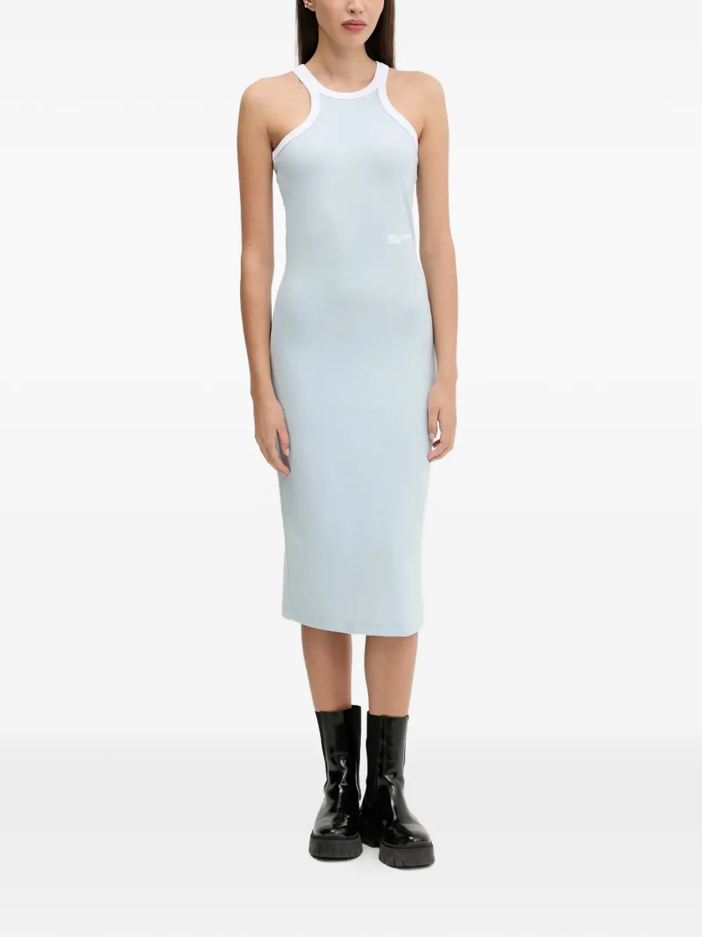 Karl Lagerfeld Jeans logo-print racer-neck dress - Blau