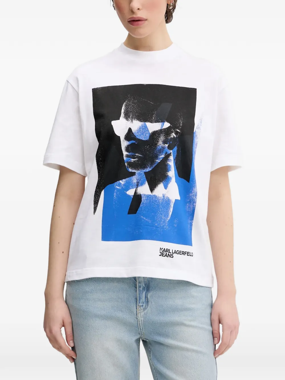 Karl Lagerfeld Jeans graphic-print logo-patch T-shirt - Weiß